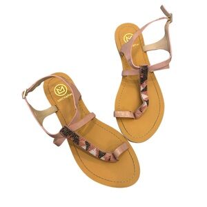 Amenapih Leather Beaded Sandals